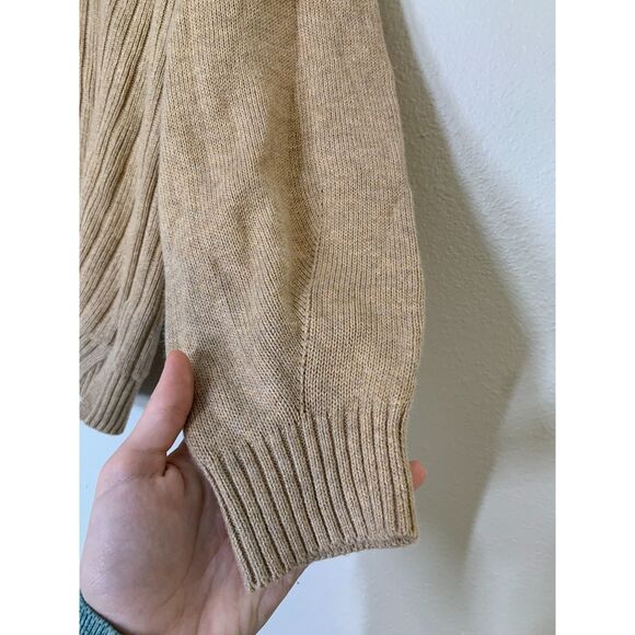 Talbots Blue Tan Ribbed V Neck Sweater Womens Sz S Soft Stretchy - Picture 3 of 14